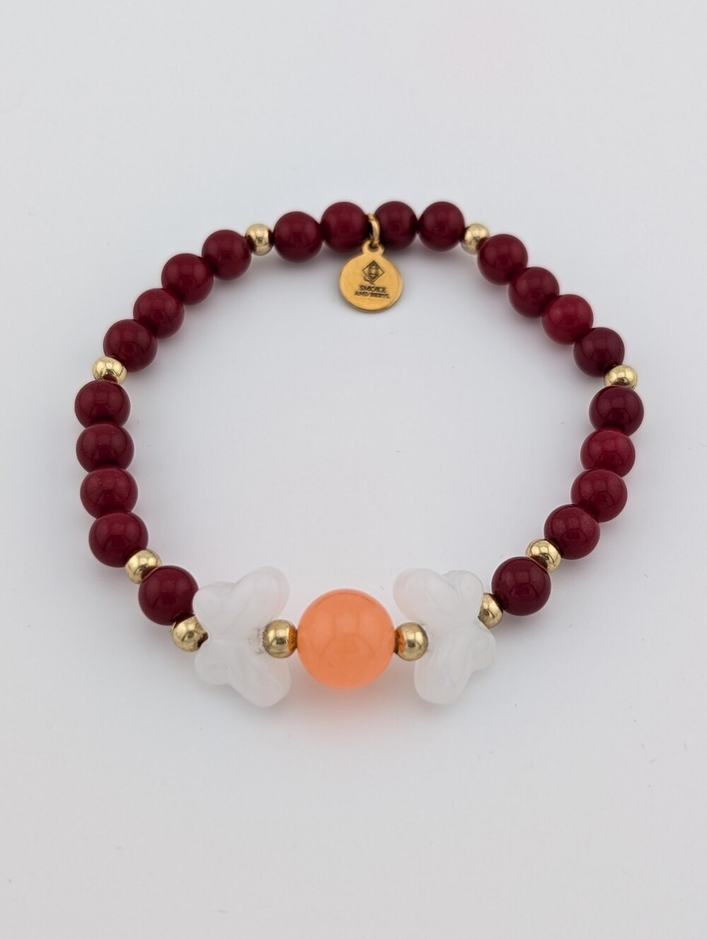 Quartz Gemstone Bracelet With Butterflies And Gold Plated Accents